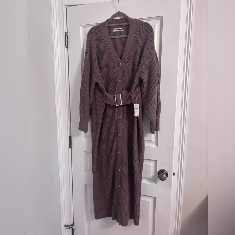 Anthropologie Brown Belted Knit Maxi Dress